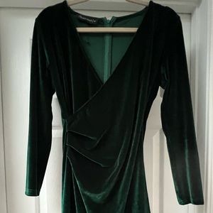 Velvet Emerald green long sleeve dress.